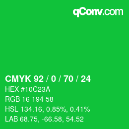 Color code: CMYK 92 / 0 / 70 / 24 | qconv.com