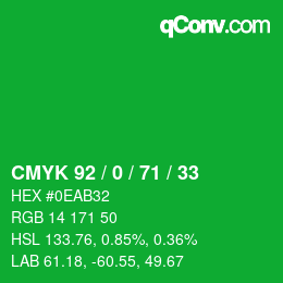 Color code: CMYK 92 / 0 / 71 / 33 | qconv.com