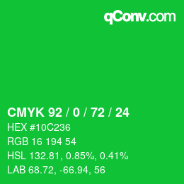 Color code: CMYK 92 / 0 / 72 / 24 | qconv.com