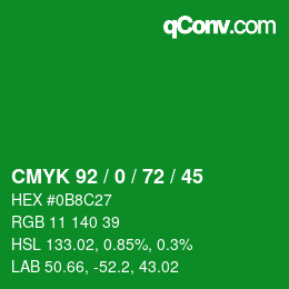 Color code: CMYK 92 / 0 / 72 / 45 | qconv.com