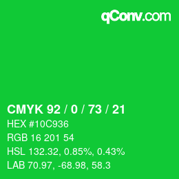 Color code: CMYK 92 / 0 / 73 / 21 | qconv.com