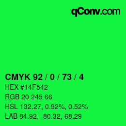 Color code: CMYK 92 / 0 / 73 / 4 | qconv.com