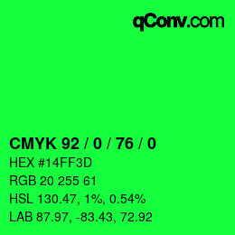 Color code: CMYK 92 / 0 / 76 / 0 | qconv.com