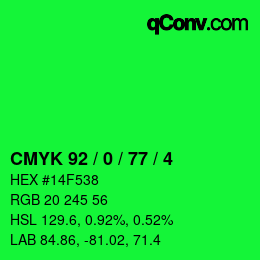 Color code: CMYK 92 / 0 / 77 / 4 | qconv.com