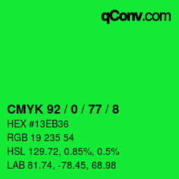 Color code: CMYK 92 / 0 / 77 / 8 | qconv.com