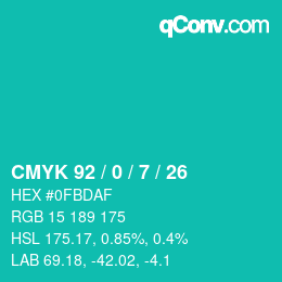 Color code: CMYK 92 / 0 / 7 / 26 | qconv.com