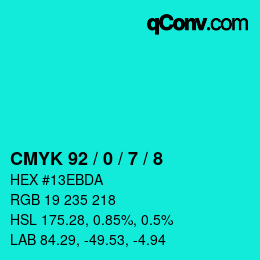 Color code: CMYK 92 / 0 / 7 / 8 | qconv.com