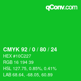 Color code: CMYK 92 / 0 / 80 / 24 | qconv.com