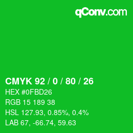 Color code: CMYK 92 / 0 / 80 / 26 | qconv.com