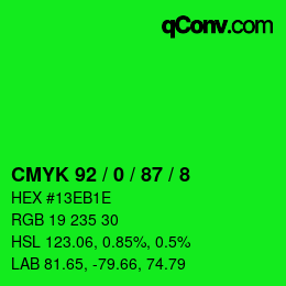 Color code: CMYK 92 / 0 / 87 / 8 | qconv.com