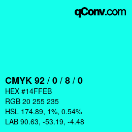 Color code: CMYK 92 / 0 / 8 / 0 | qconv.com