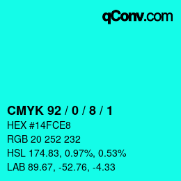 Color code: CMYK 92 / 0 / 8 / 1 | qconv.com