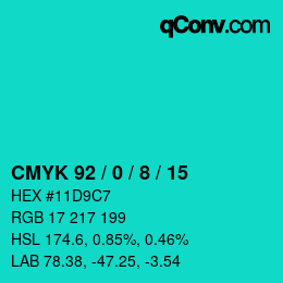 Color code: CMYK 92 / 0 / 8 / 15 | qconv.com