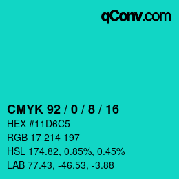 Color code: CMYK 92 / 0 / 8 / 16 | qconv.com