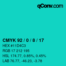 Color code: CMYK 92 / 0 / 8 / 17 | qconv.com