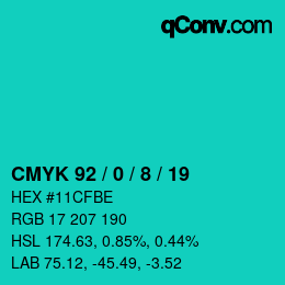 Color code: CMYK 92 / 0 / 8 / 19 | qconv.com