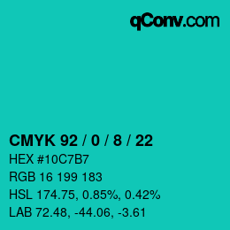 Color code: CMYK 92 / 0 / 8 / 22 | qconv.com