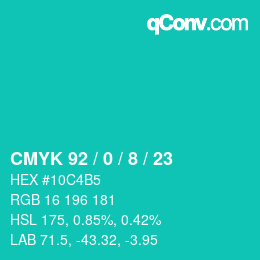 Color code: CMYK 92 / 0 / 8 / 23 | qconv.com