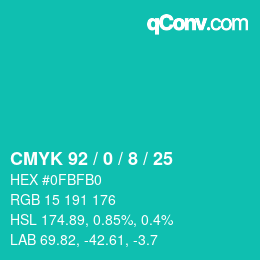 Color code: CMYK 92 / 0 / 8 / 25 | qconv.com