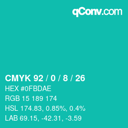 Color code: CMYK 92 / 0 / 8 / 26 | qconv.com