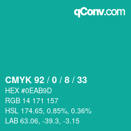 Color code: CMYK 92 / 0 / 8 / 33 | qconv.com