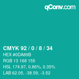 Color code: CMYK 92 / 0 / 8 / 34 | qconv.com