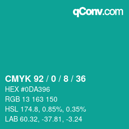 Color code: CMYK 92 / 0 / 8 / 36 | qconv.com