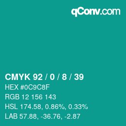 Color code: CMYK 92 / 0 / 8 / 39 | qconv.com