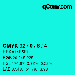 Color code: CMYK 92 / 0 / 8 / 4 | qconv.com