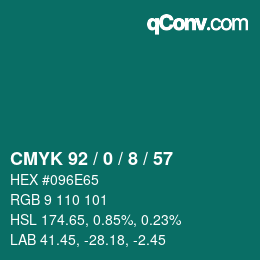 カラーコード: CMYK 92 / 0 / 8 / 57 | qconv.com