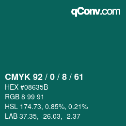 Color code: CMYK 92 / 0 / 8 / 61 | qconv.com