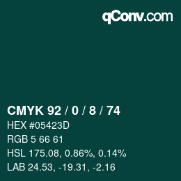 カラーコード: CMYK 92 / 0 / 8 / 74 | qconv.com