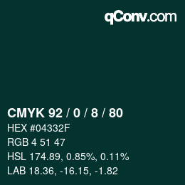 カラーコード: CMYK 92 / 0 / 8 / 80 | qconv.com
