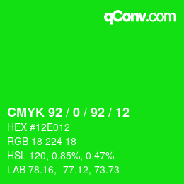 Color code: CMYK 92 / 0 / 92 / 12 | qconv.com