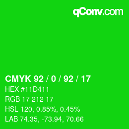 カラーコード: CMYK 92 / 0 / 92 / 17 | qconv.com