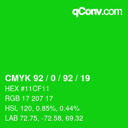 Color code: CMYK 92 / 0 / 92 / 19 | qconv.com