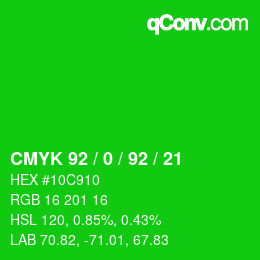 Color code: CMYK 92 / 0 / 92 / 21 | qconv.com