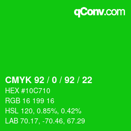 カラーコード: CMYK 92 / 0 / 92 / 22 | qconv.com