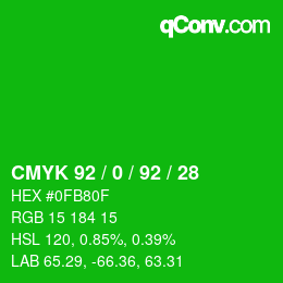 カラーコード: CMYK 92 / 0 / 92 / 28 | qconv.com