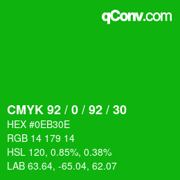 カラーコード: CMYK 92 / 0 / 92 / 30 | qconv.com