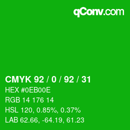 カラーコード: CMYK 92 / 0 / 92 / 31 | qconv.com