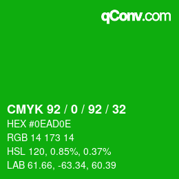 カラーコード: CMYK 92 / 0 / 92 / 32 | qconv.com