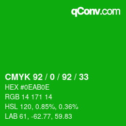 カラーコード: CMYK 92 / 0 / 92 / 33 | qconv.com