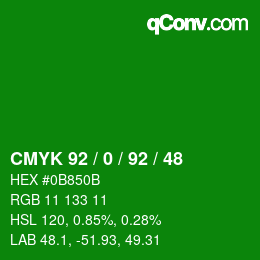 カラーコード: CMYK 92 / 0 / 92 / 48 | qconv.com