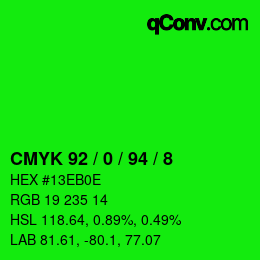 Color code: CMYK 92 / 0 / 94 / 8 | qconv.com
