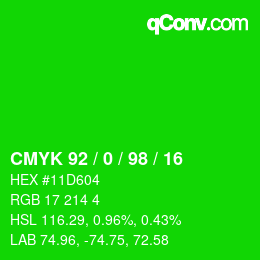 Código de color: CMYK 92 / 0 / 98 / 16 | qconv.com