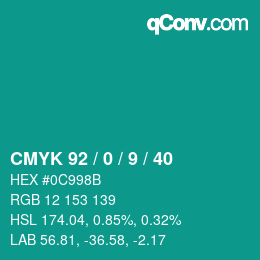 Código de color: CMYK 92 / 0 / 9 / 40 | qconv.com