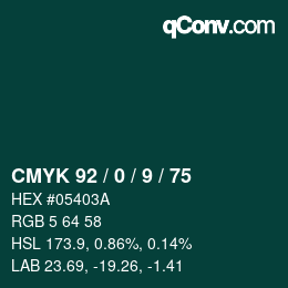 カラーコード: CMYK 92 / 0 / 9 / 75 | qconv.com