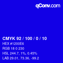カラーコード: CMYK 92 / 100 / 0 / 10 | qconv.com