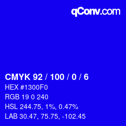 Color code: CMYK 92 / 100 / 0 / 6 | qconv.com